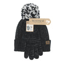 HAT GLOVE SET 2PK BLACK