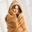COZY HOODED THROW TAUPE