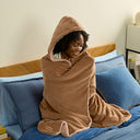 COZY HOODED THROW TAUPE